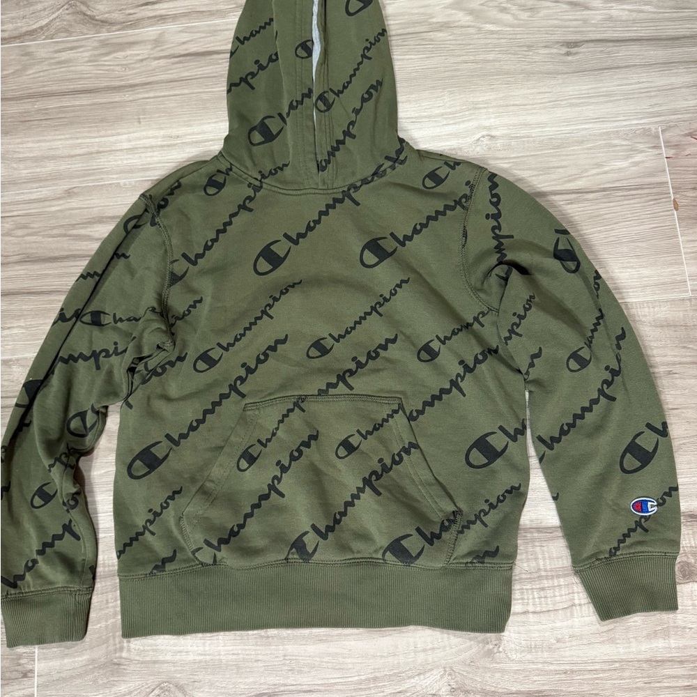 Champion Forest Green Logo Hoodie Size. M